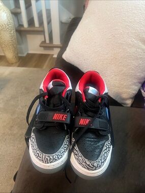 Jordan Kids Black, Red and White Sneakers with Elephant Print